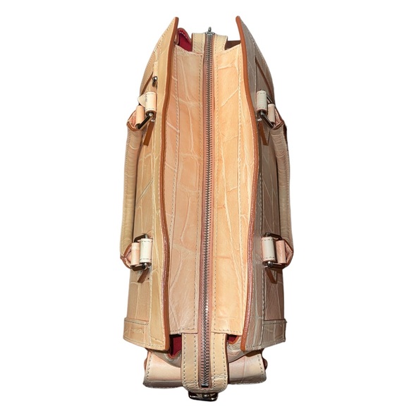 Vintage Dooney & Bourke Peach Medium Side Pocket Satchel Hand Bag Made In Italy - Picture 9 of 15